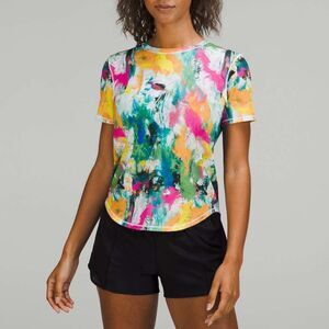 Lululemon High-Neck Running and Training T-Shirt in No Limits White Multi